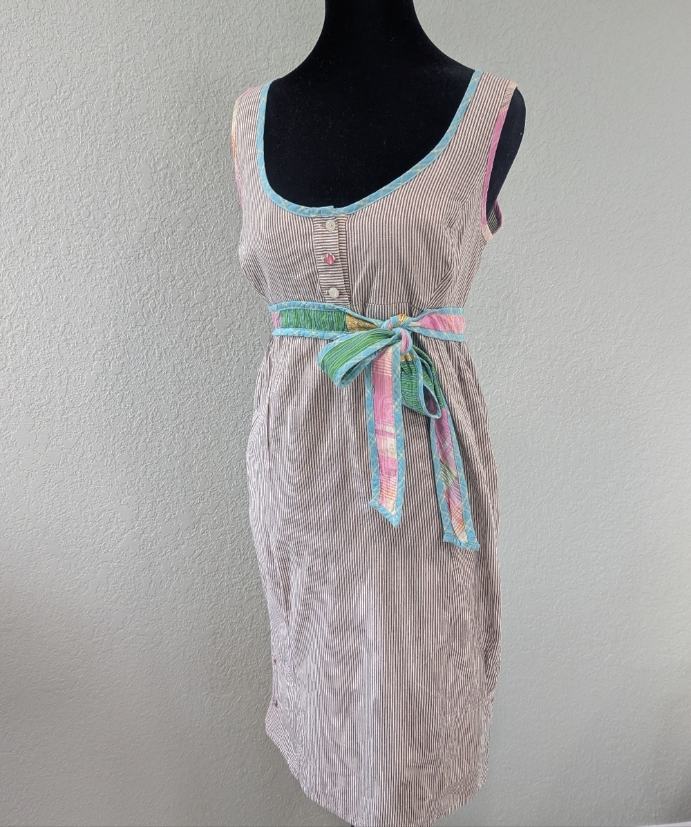 Ivy Jane Striped Dress with Hidden Patchwork Panel | Adjustable Button Back | S